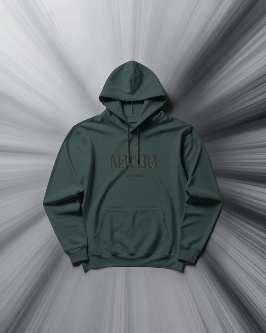 Green hoodie with text on a gray background