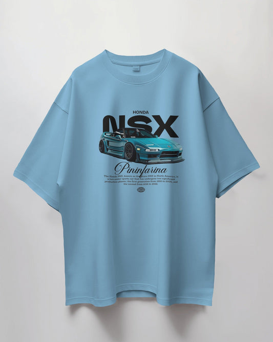 baby blue t-shirt with Honda NSX graphic on a white background